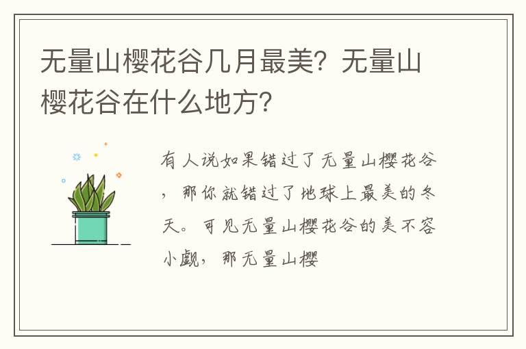 无量山樱花谷几月最美？无量山樱花谷在什么地方？