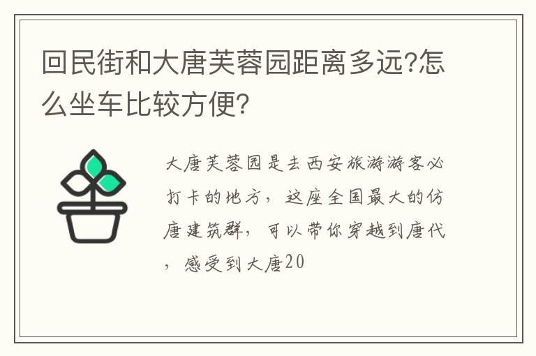 回民街和大唐芙蓉园距离多远?怎么坐车比较方便？