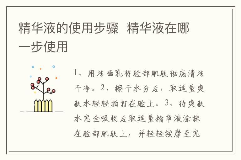 精华液的使用步骤  精华液在哪一步使用