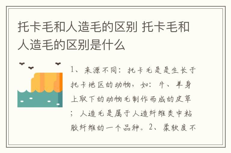 托卡毛和人造毛的区别 托卡毛和人造毛的区别是什么