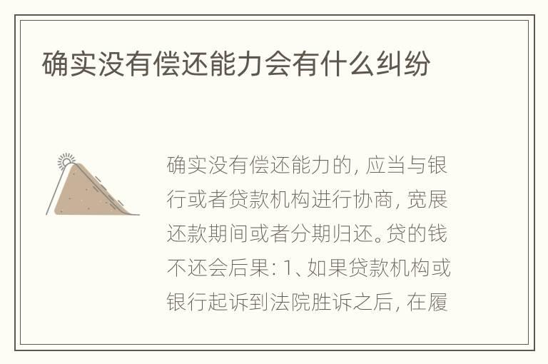 确实没有偿还能力会有什么纠纷