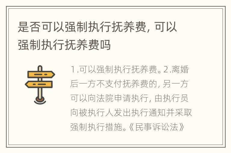 是否可以强制执行抚养费，可以强制执行抚养费吗