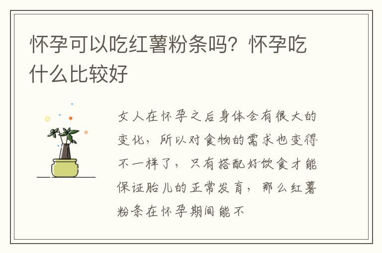 怀孕可以吃红薯粉条吗？怀孕吃什么比较好