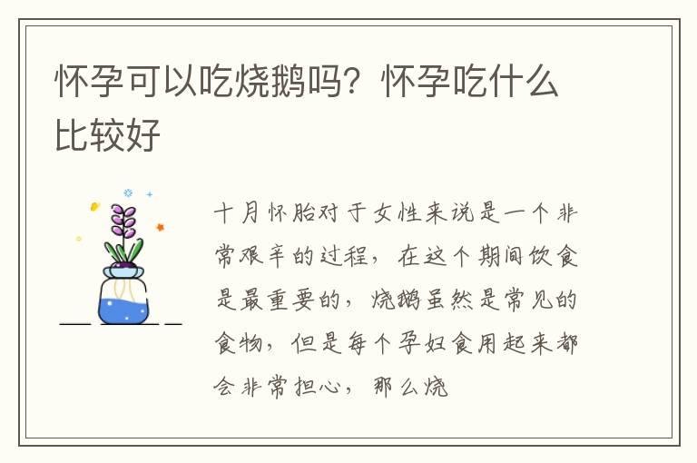 怀孕可以吃烧鹅吗？怀孕吃什么比较好