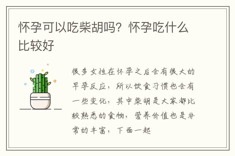 怀孕可以吃柴胡吗？怀孕吃什么比较好