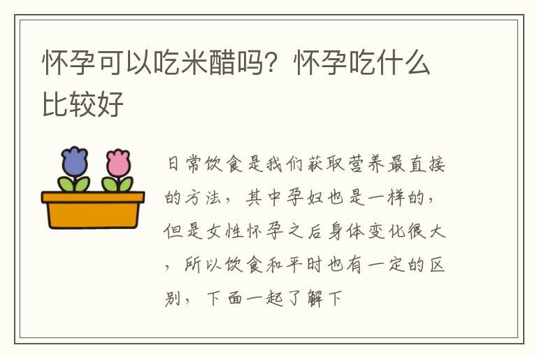 怀孕可以吃米醋吗？怀孕吃什么比较好