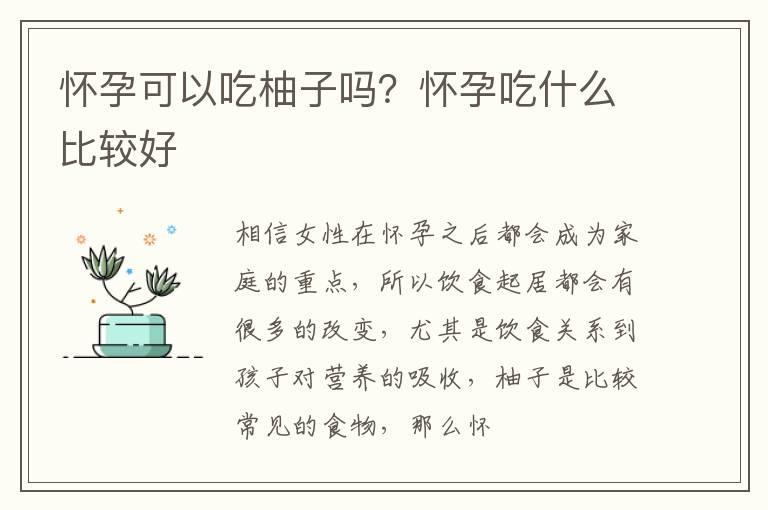 怀孕可以吃柚子吗？怀孕吃什么比较好