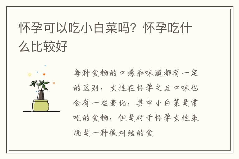 怀孕可以吃小白菜吗？怀孕吃什么比较好