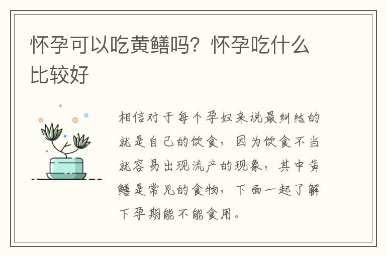 怀孕可以吃黄鳝吗？怀孕吃什么比较好