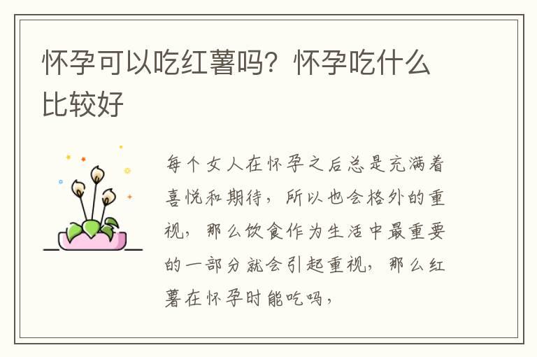 怀孕可以吃红薯吗？怀孕吃什么比较好