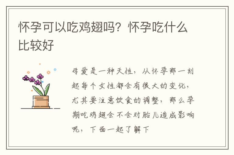 怀孕可以吃鸡翅吗？怀孕吃什么比较好